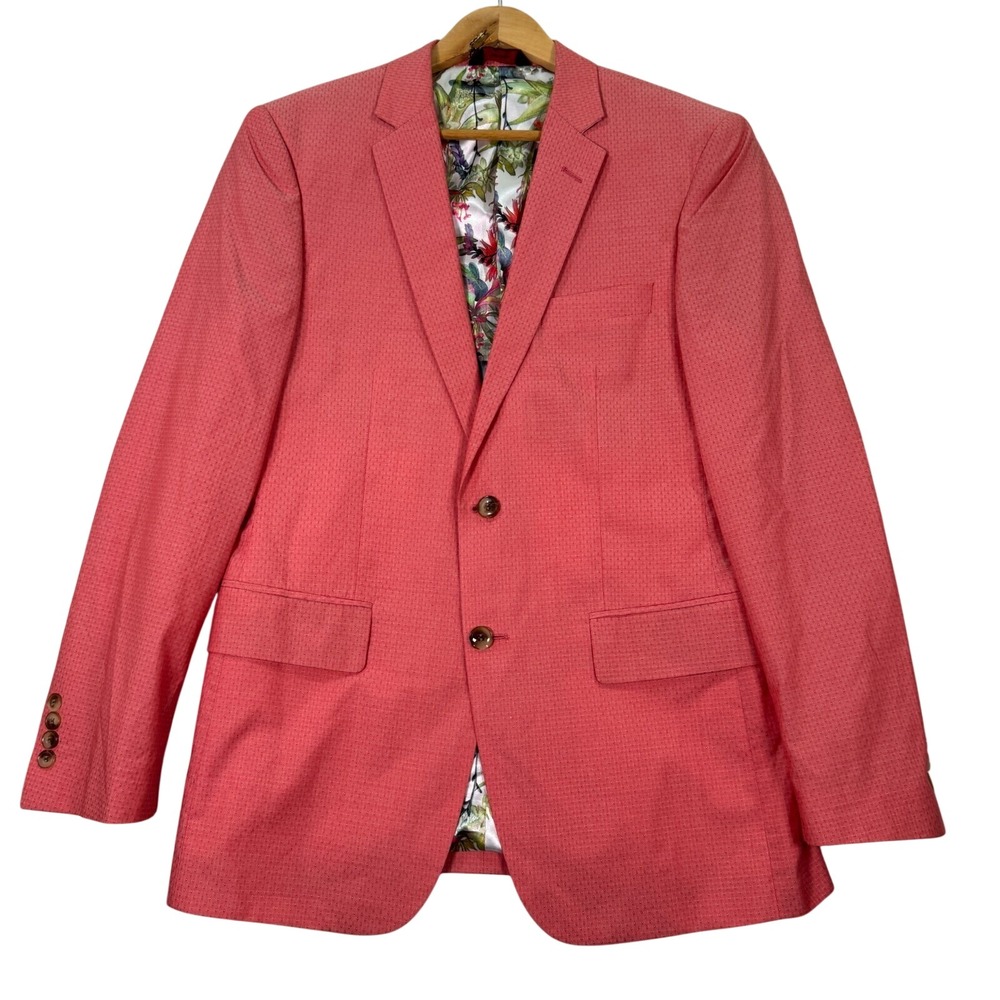 NEW Linea Uomo Mens 38R Blazer 2-Button Jacket Pink Cotton Casual Sport Coat